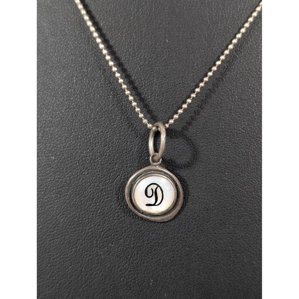 Waxing Poetic 925 Sterling MOP‎ Initial D Pendant Necklace 18"
